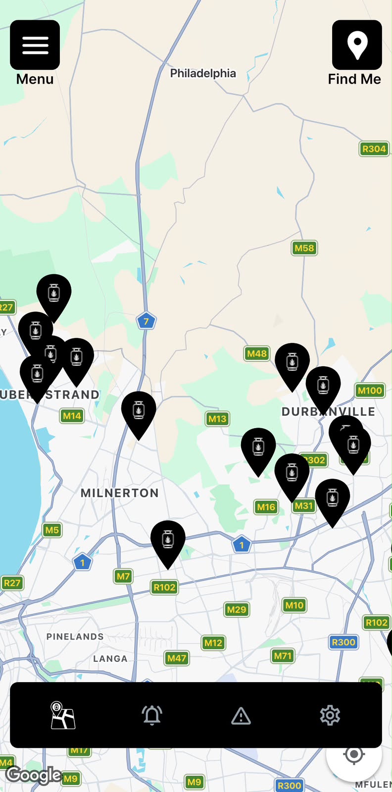 GAZ2GO app showing nearby stations